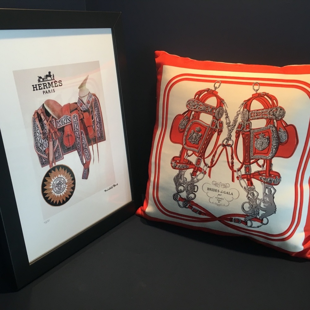 Hermes Brides De Gala silk pillow custom made from authentic Hermes silk scarf